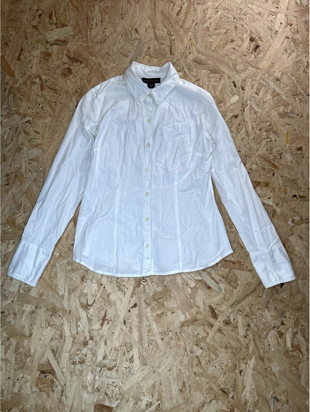 Attention Womens White Button Up Shirt Size S Long Sleeve Collared Blouse